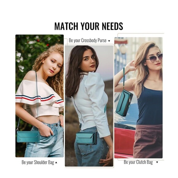 Crossbody Wallet Case Compatible with RFID Blocking 7-Card iPhone 13 Great Gift - Picture 7 of 15